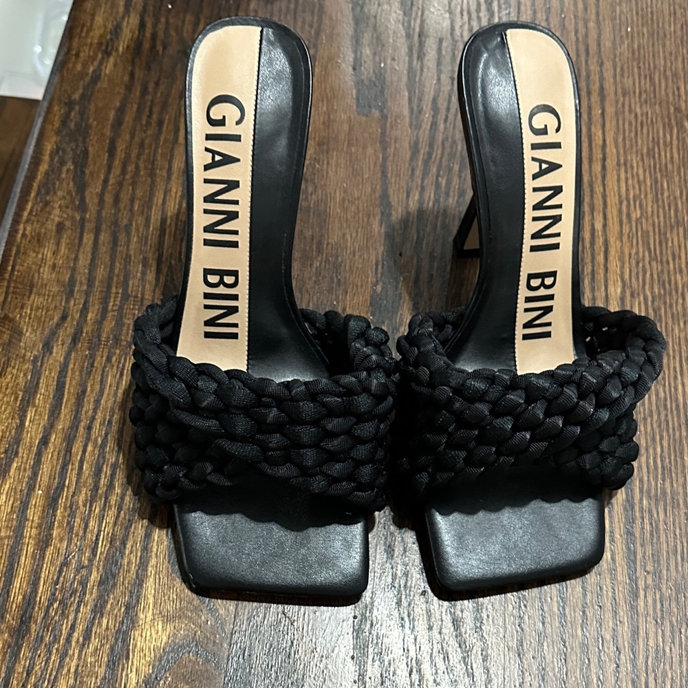 Gianni Bini Black Braided Heels